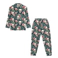 thumbnail image 6 of DISNIMO Skull Flower Printed Pajama Set for Women 2 Piece Pj Set Long Sleeve Lounge Set Casual Button Down Sleepwear Nightwear with Long Pants, Halloween Decor, 6 of 7