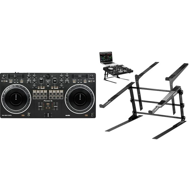 Controlador DJ Pioneer DJ DDJ-REV1 de 2 plataformas con soporte para portátil