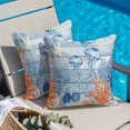 thumbnail image 2 of Throw Pillow Covers, Blue Coastal Jellyfish 16x16 Pillow Covers for Couch/Sofa/Bed, Nautical Marine Life Botanical Leaf Decorative Square Linen Cushion Pillowcase for Home Decor, 2 of 9