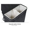 thumbnail image 2 of Double Laundry Hamper with Lid and Cloth Liner - Bamboo - Black - Easily Transport Laundry Basket - 2 Section Collapsible Hamper - String Handles, 2 of 8