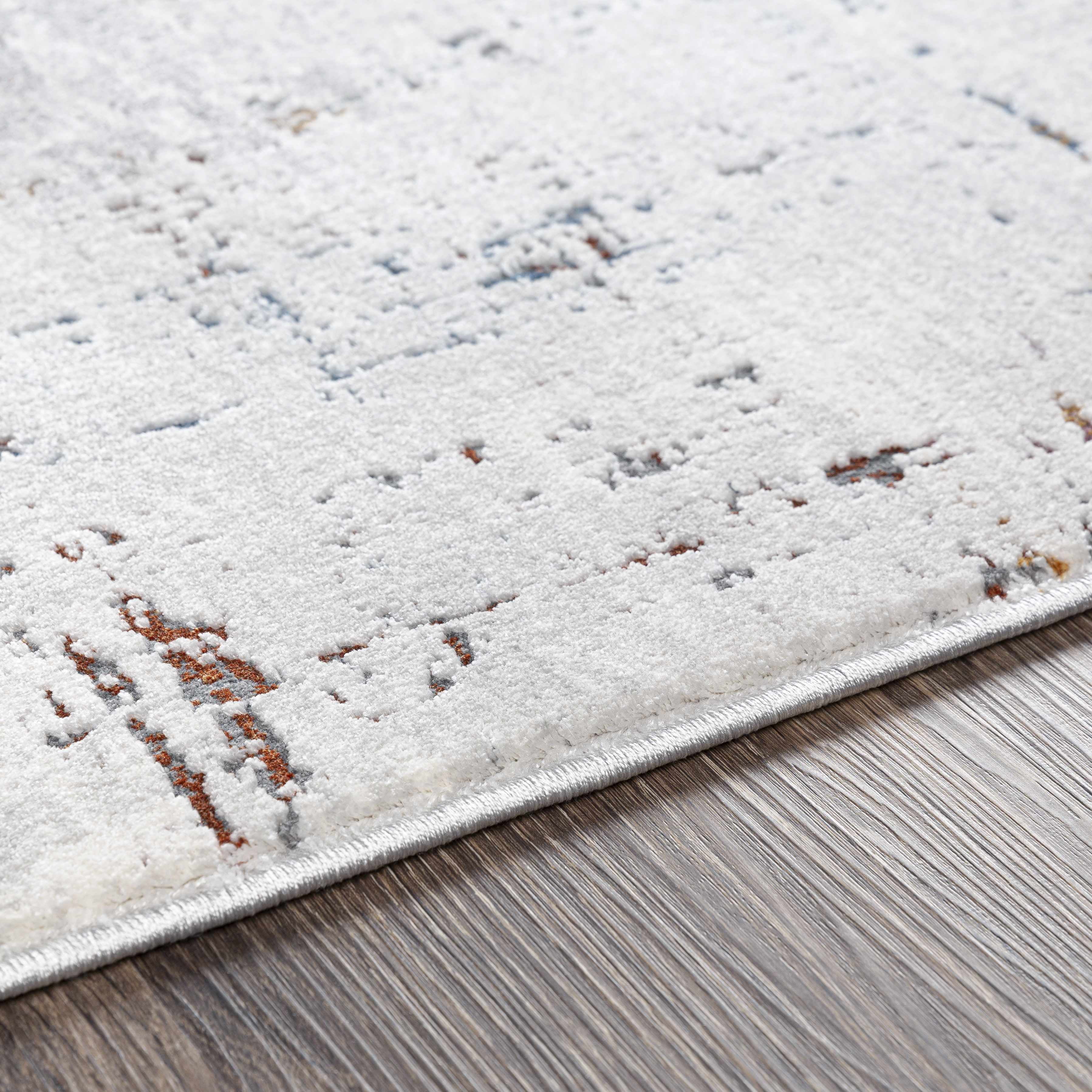 Hauteloom Concordia Contemporary Abstract Living Room Bedroom Dining Room Area Rug - Modern Distressed Bohemian Neutral Carpet - Gray, Beige, Orange, Red - 2'7" x 5'
