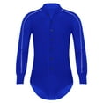 thumbnail image 3 of TiaoBug Men's Latin Salsa Samba Dance Leotard Shiny Rhinestones Raglan Sleeve Button Down Bodysuit Blue L, 3 of 7