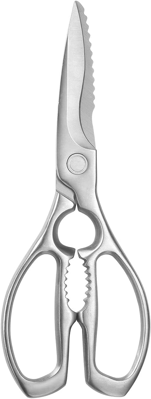 Mitsumoto Sakari Japanese Kitchen Scissors All Purpose Black Titanium Plated Heavy Duty Kitchen Scissors Multipurpose Cooking and Herb Scissors Micro