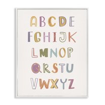 Stupell Industries Soft Doodle Alphabet Education Painting White Framed Art Print Wall Art, 11 x 14