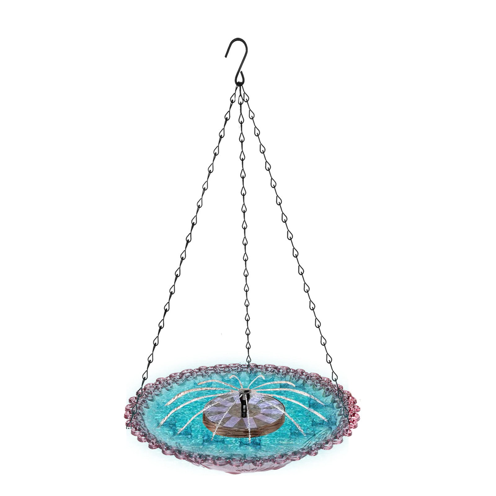 Solar Cascade Hanging Bird Bath Fountain, Metal Solar Powered Birdbath with Water Pump, Weatherproof Hanging Water Feature, Large Humming Birds Baths Fountains for Outdoor, Gardens