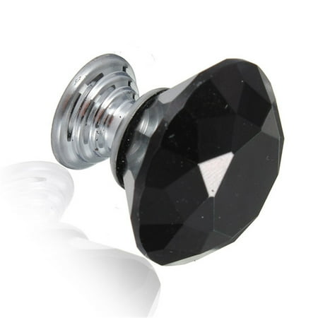 Black 5x 30mm Diamond Crystal Shape Glass Cupboard Wardrobe Drawer