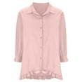 thumbnail image 4 of Xunlbb Womens Blouses Lightweight Solid Color Shirts with Buttons 3/4 Sleeves Loose Fit Womens Tops Casual Outfit Summer Vacation Holidays Beach Fashion Plus Size S-5XL, 4 of 5