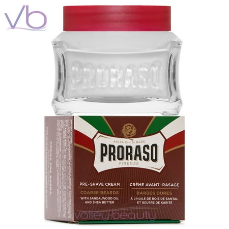 Proraso Red Pre-shave Cream for Coarse Beard with Shea Butter & Sandal Oil, 3.6oz.
