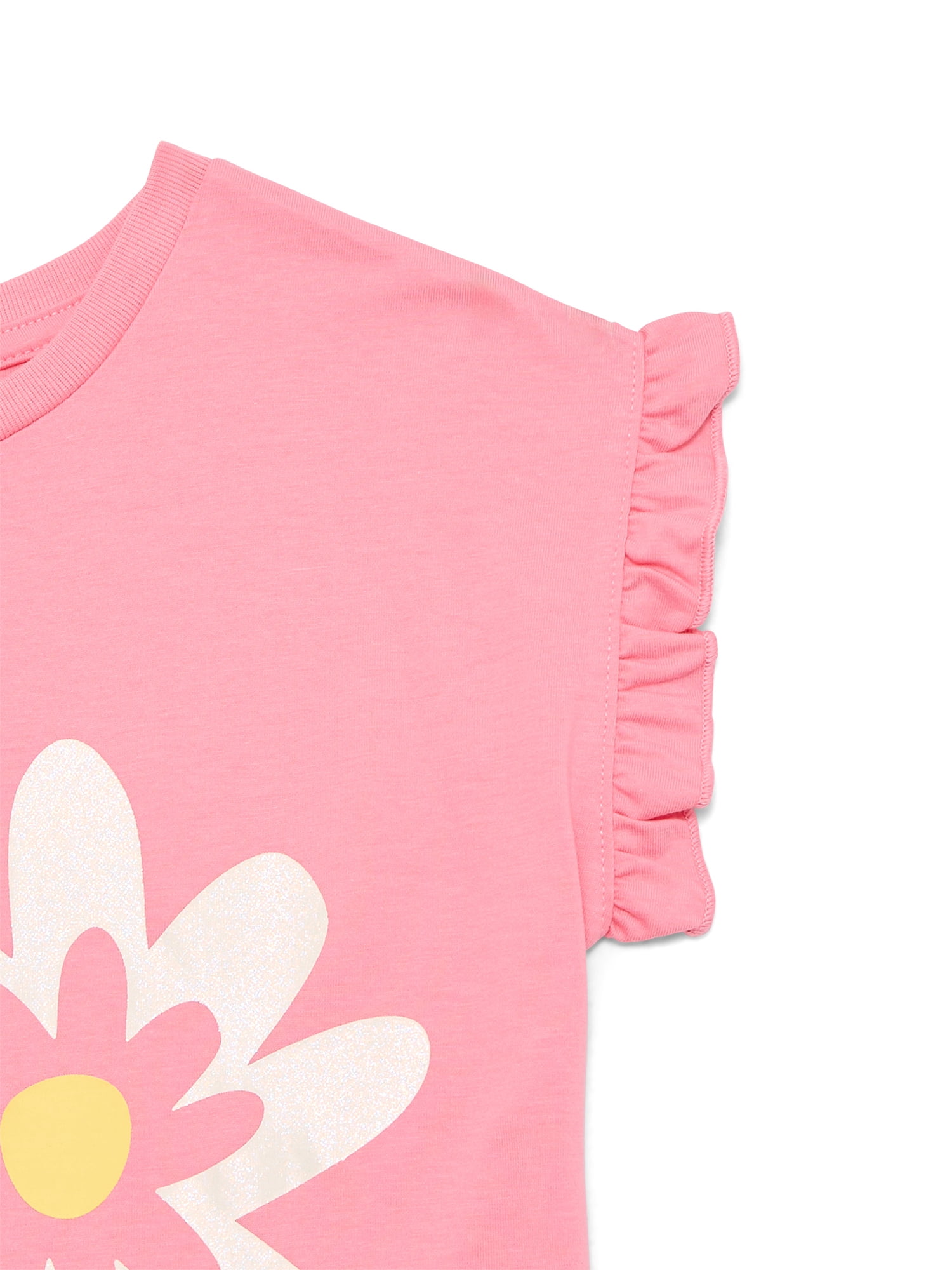 Wonder Nation Girls Ruffle Dolman Tee, Sizes 4-10