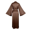 thumbnail image 6 of Women's Sexy Satin Long Sleeve Robe, Comfortable and Elegant Lingerie Robe for Bedroom, Boudoir, and Post-Shower, Soft and Silky Loungewear Cover Up-Brown, 6 of 9