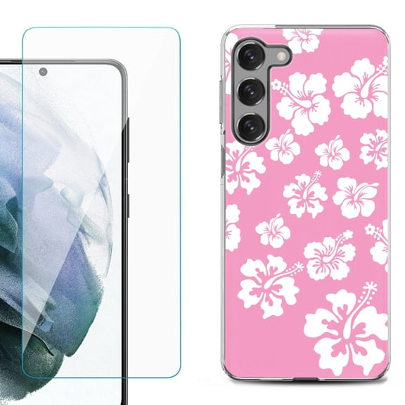 Shockproof Fashion Phone Case for Samsung Galaxy S23 5G, by OneToughShield ® - Hibiscus Pink