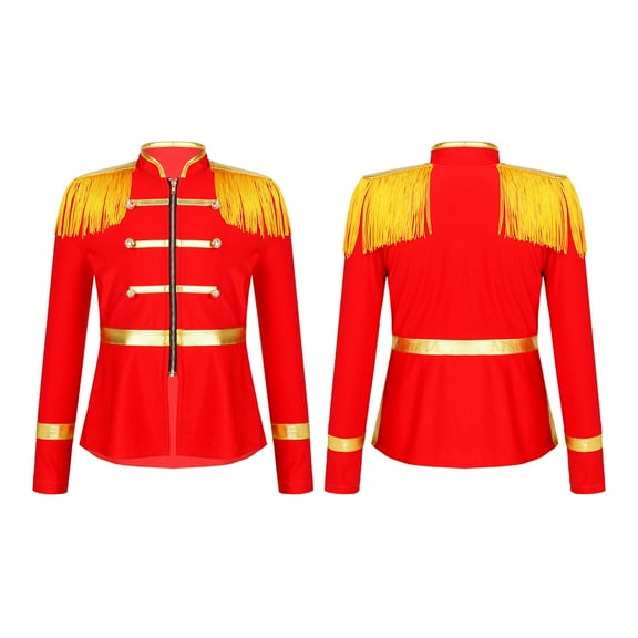 iiniim Kids Boys Girls Halloween Red Circus Ringmaster Drum Majorette America Coat Red 8