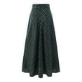 thumbnail image 5 of Womens High Waist Casual Loose Plaid Maxi Basic Simple Skirt Black S YIWEI, 5 of 10