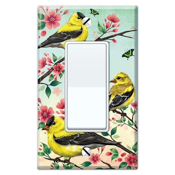 Wirester 1 Gang Decorator Light Switch Plate Wall Plate Cover Three American Goldfinch Birds Walmart Com Walmart Com