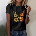 thumbnail image 2 of Trendfront Womens Butterfly Graphic Print Tee Fashion Summer Short Sleeve T Shirts Crewneck Casual Artistic Nature Style Trendy Tops, 2 of 5