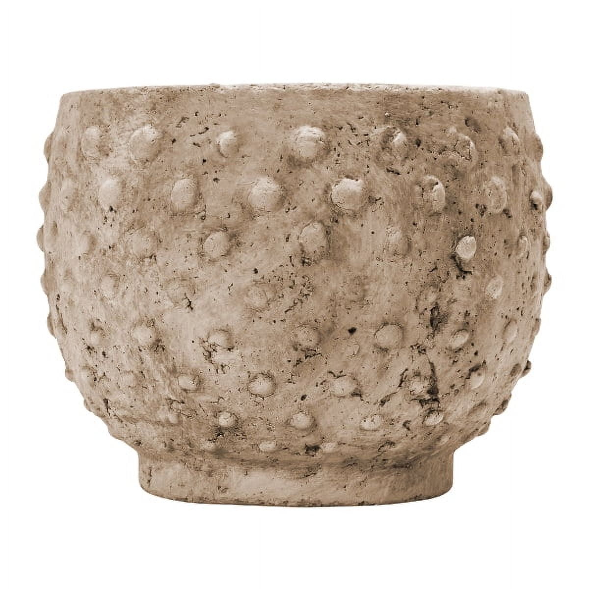Creative Co-Op Round Sandstone Hobnail Planter with Distressed Finish, Greige
