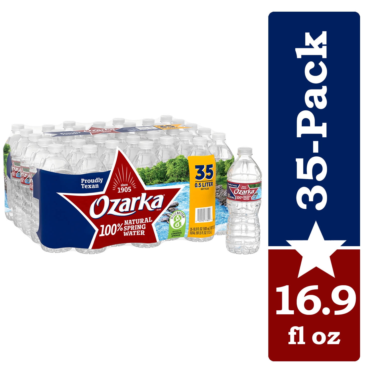 OZARKA Brand 100 Natural Spring Water, 16.9ounce plastic bottles