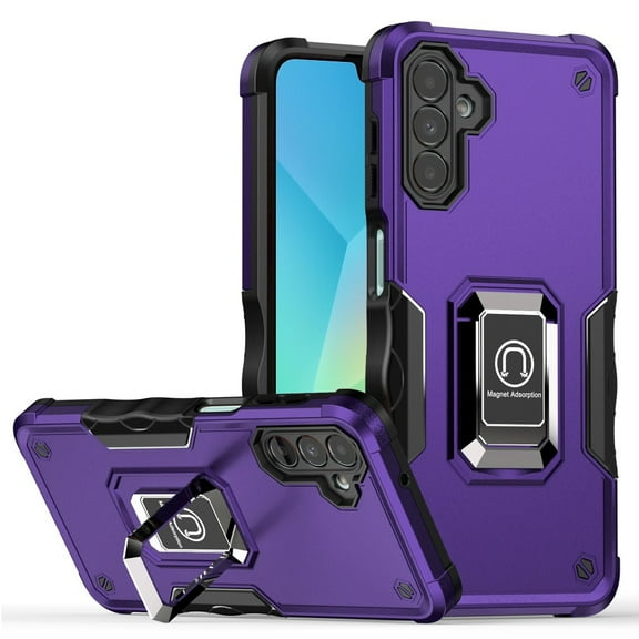 For Samsung Galaxy A16 5G Hybrid Stand Magnetic Ring Holder Kickstand Heavy Duty Rugged Drop Silicone & Hard PC Shockproof Cover, XPM Phone Case [Purple]