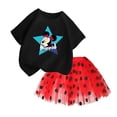 thumbnail image 4 of Conjunto de 2 piezas de camiseta y falda de algodón para niña, falda tutú de princesa de ballet esponjosa, traje de falda de encaje para fiesta de cumpleaños y boda, 4 of 5