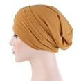 thumbnail image 3 of Bangcool Turban Cap Pleated Simple Solid Color Elastic Beanie Hat Slouchy Hat for Women, 3 of 10