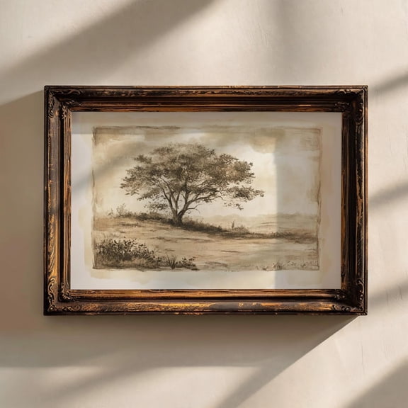 Antique Tree Sketch Moody Vintage Home Decor Poster Neutral Tree Sketch Soft Sepia Brown Art Rustic Farmhouse Decor Poster Art E159, Unframed Poster Size 8x12 F03.1.18l509