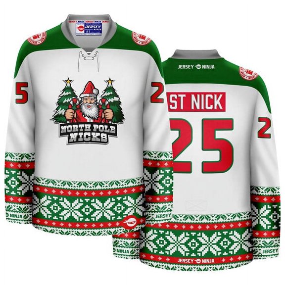 Christmas North Pole Nicks White Holiday Hockey Jersey