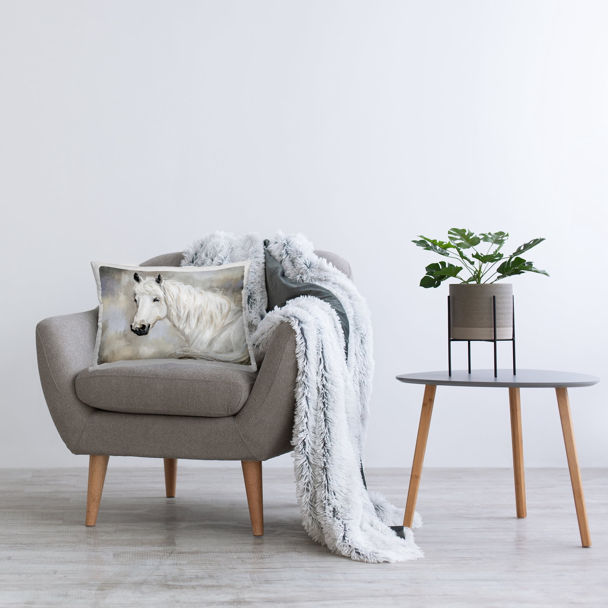 Stupell Industries White Horse Elegance Decorative Printed Throw Pillow Design by Victoria Barnes .