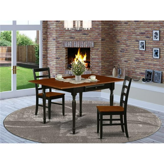 East West Furniture Monza 3-piece Wood Dining Set with Linen Seat in Oak