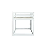 Bunk Bed Twin Over Twin, Low Twin Size Floor Bunk Beds with Ladder, Solid Wood Junior Bunk Bed for Teens Bedroom, No Box Spring Needed-White