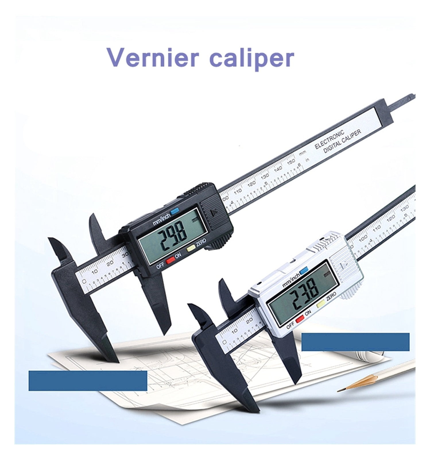 Digital Caliper Electronic Carbon Fibre Vernier Calipers 150mm/100mm Plastic Gauge Micrometer Ruler Measuring Tools Instrument ,Easy to Operate