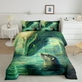 thumbnail image 2 of Manfei Animal Dragon 3 Pieces Queen Comforter Set,Animal Otter Ultra Soft Bedding Sets,Green Grey Bedding Comforter Set,Ultra Soft Wildlife Home Decor,Reversible, 2 of 8