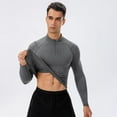 thumbnail image 5 of Men's Compression Shirt- Autumn Winter Plus Fleece High Elastic Tight Sport Running Zipper Standing Collar Long Sleeve, 5 of 7
