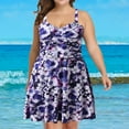 thumbnail image 7 of up to 60% off Gifts Usmixi Womens Plus Size Swimsuits High Waist Modest Bathing Suit Swimdress Tankini Sets Sleeveless V-Neck Sunflower Print Swimwear Purple M Up to 65% off, 7 of 7