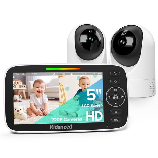 Monitor para bebés Kidsneed 5 Split con 2 cámaras HD 720P con visión nocturna