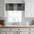 thumbnail image 3 of Black Boho Valance Curtains for Kitchen/Living Room/Bathroom/Bedroom Window, Rod Pocket Small Topper Half Short Window Curtains Voile Sheer Scarf, Vintage Abstract Striped Geometric Motifs 42"x12", 3 of 8