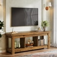 thumbnail image 6 of Tribesigns Brown TV Stand Fits TVs up to 70 in. Solid Wood 63 in. Long Farmhouse TV Console with 3 Open Shelves, 6 of 17
