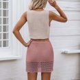 thumbnail image 4 of HXWCHs Women's Summer Crochet Knit Two Piece Set V Neck Crop Top and Mini Skirt Cruise Outfit L Red, 4 of 6