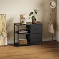 thumbnail image 2 of YeTom Fabric Lateral File Cabinet with Wheels, Rolling Printer Stand with Open Storage Shelf for Home Office, Black, 2 of 8
