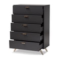 thumbnail image 3 of Baxton Studio Kelson Modern and Contemporary Dark Grey and Gold Finished Wood 5-Drawer Chest, 3 of 7