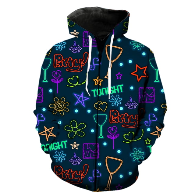 Sudadera con capucha y cremallera para hombre y adolescente, con barra luminosa, estilo Harajuku, divertida, con estampado 3D, ropa de calle de primavera, manga larga extragrande, 2024