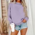 thumbnail image 2 of Stichou Mock Neck Sweatshirt Women Cute Plain Fleece Pullover Sweatshirts No Hood Casual Fall Long Sleeve Turtleneck Tops Light Purple 2XL, 2 of 5