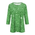 thumbnail image 5 of Mardi Gras Clothes for Women Trendy 3/4 Sleeve Crewneck Sparkly Sequin Shirts Carnival Tops Loose Shiny Glitter Party Night Tunic, 5 of 5