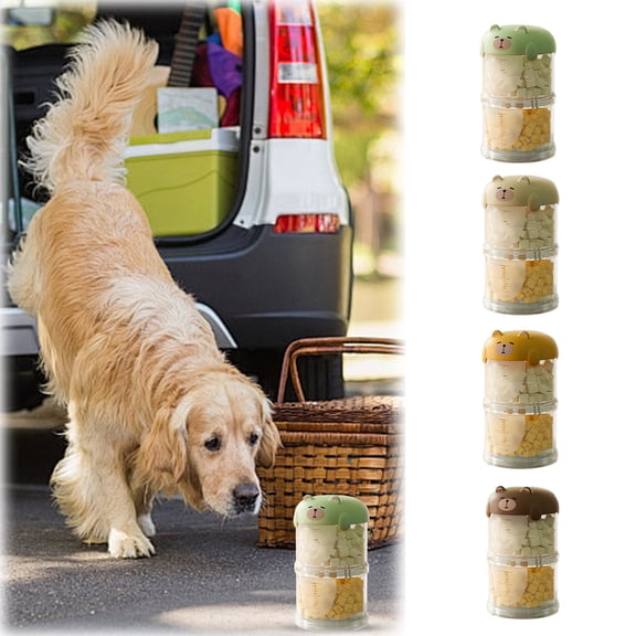 GeBuSn Outdoor Dog Tr Eat Holder Airtight Classified Storage Pet Food Packaging Jar Tr Eat Bottle (Green)(7.9x7.9x13.7cm)