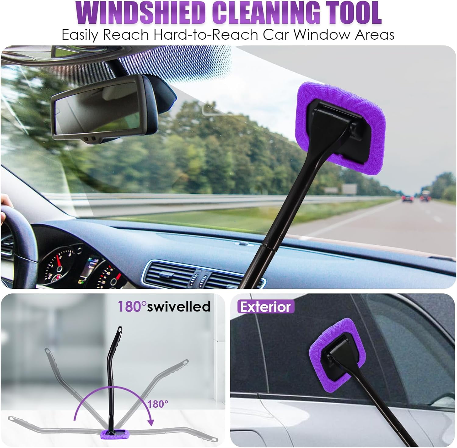 Car Cleaning Kit, Purple Interior Detailing Kit with Handheld Vacuum, Detailing Brush Set, Windshield Cleaner, Cleaning Gel, Complete Auto Accessories
