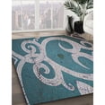 thumbnail image 2 of Ahgly Company Indoor Square Patterned Dark Blue Grey Blue Novelty Area Rugs, 5' Square, 2 of 6