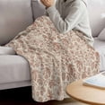 thumbnail image 3 of Brown Flowers Throw Blanket for Couch,Soft Lightweight Flannel Fleece Blanket,Vintage Farmhouse Floral Leaves Vines Microfiber Plush All Season Decorative Blankets for Sofa Office Travel 40"x50", 3 of 9