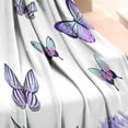thumbnail image 3 of Purple Flower Butterfly Pattern Blanket,Comfortable Soft Flannel Throw Blanket,All Season,Warm Lightweight Blankets for Sofa Bed Couch Living Room Chair,30"x40", 3 of 4