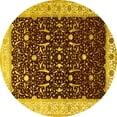 thumbnail image 1 of Ahgly Company Machine Washable Indoor Round Persian Yellow Traditional Area Rugs, 8' Round, 1 of 4