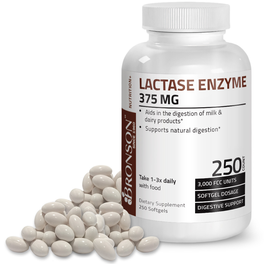 Bronson Lactase Enzyme Digestion Aid, 250 Softgels