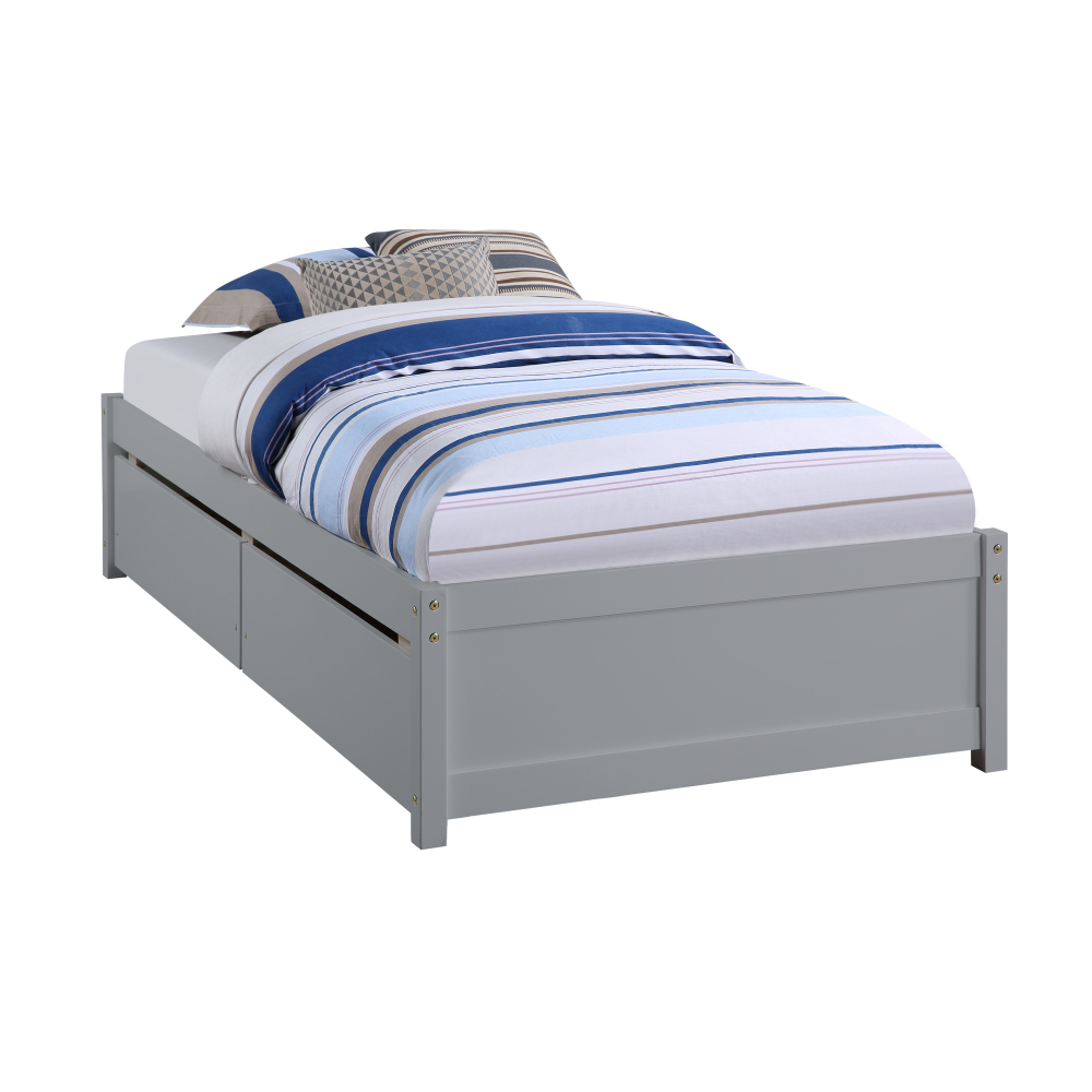 Hassch Twin Bed With 2 Drawers, Solid Wood, No Box Spring Needed ，Grey - image 3 of 6